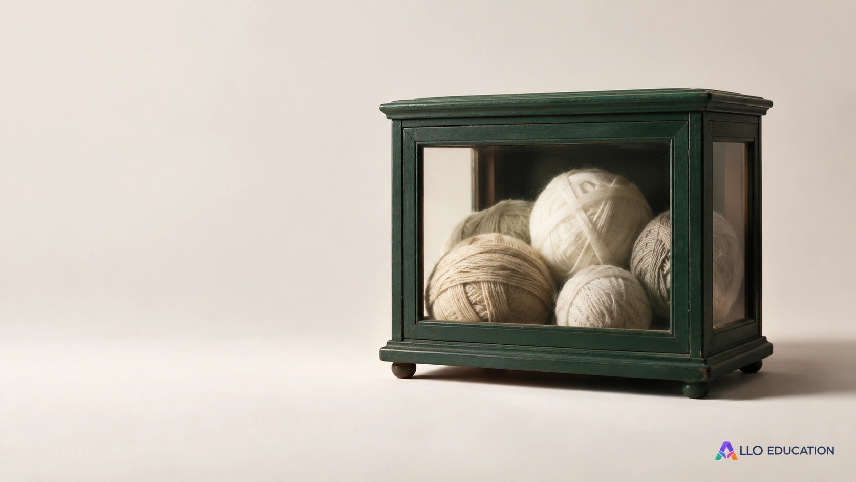 Une vitrine miniature sombre et des pelotes muettes évoquent le décor à interpréter.